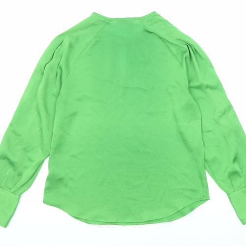 Marks and Spencer Womens Green Polyester Basic Blouse Size 8 Round Neck