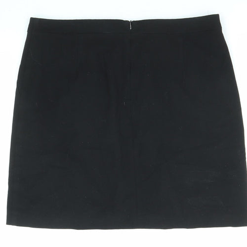 Marks and Spencer Womens Black Polyester A-Line Skirt Size 14 Zip