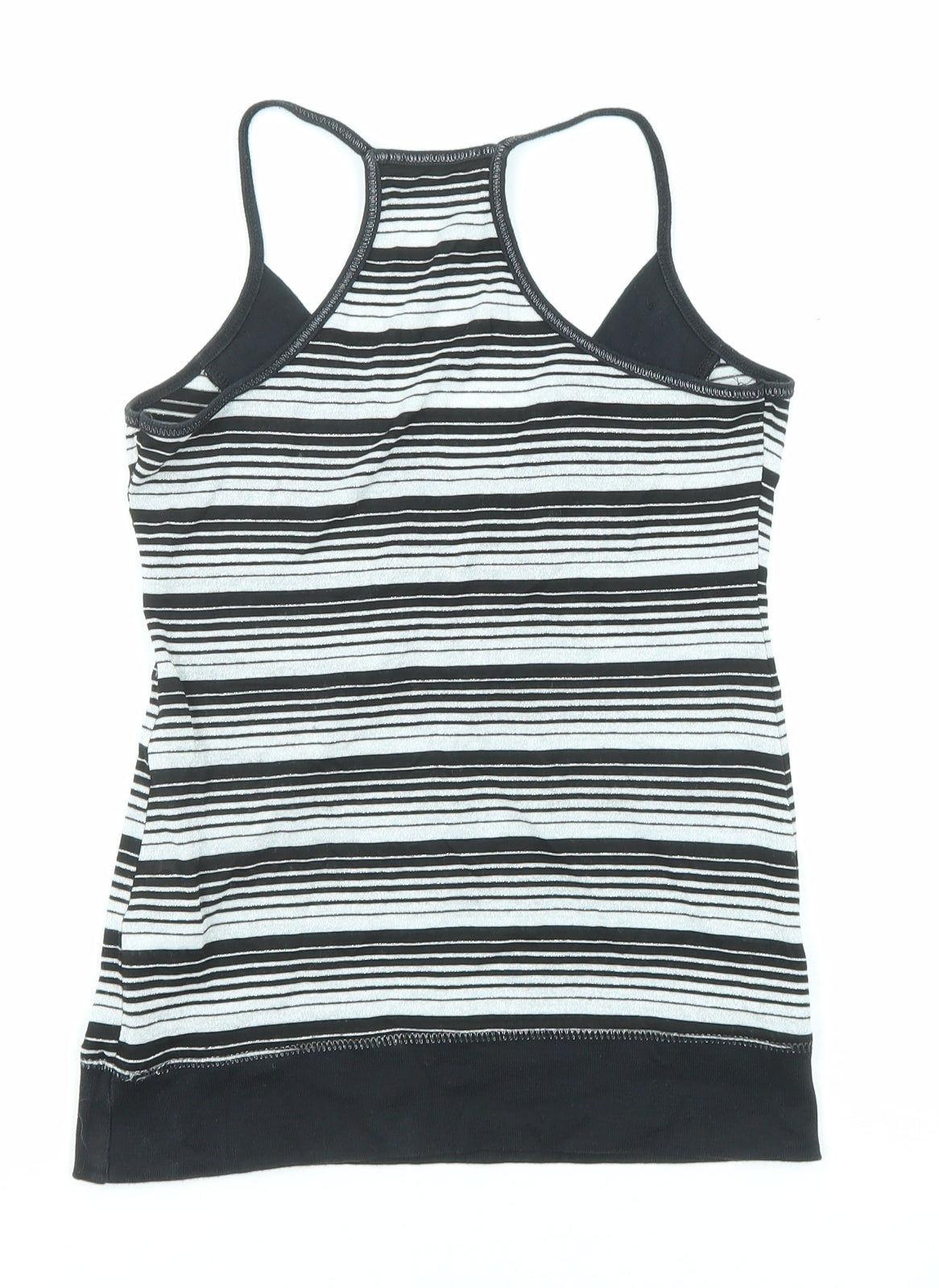 Jane Norman Womens Black Striped Viscose Camisole Tank Size 10 V-Neck