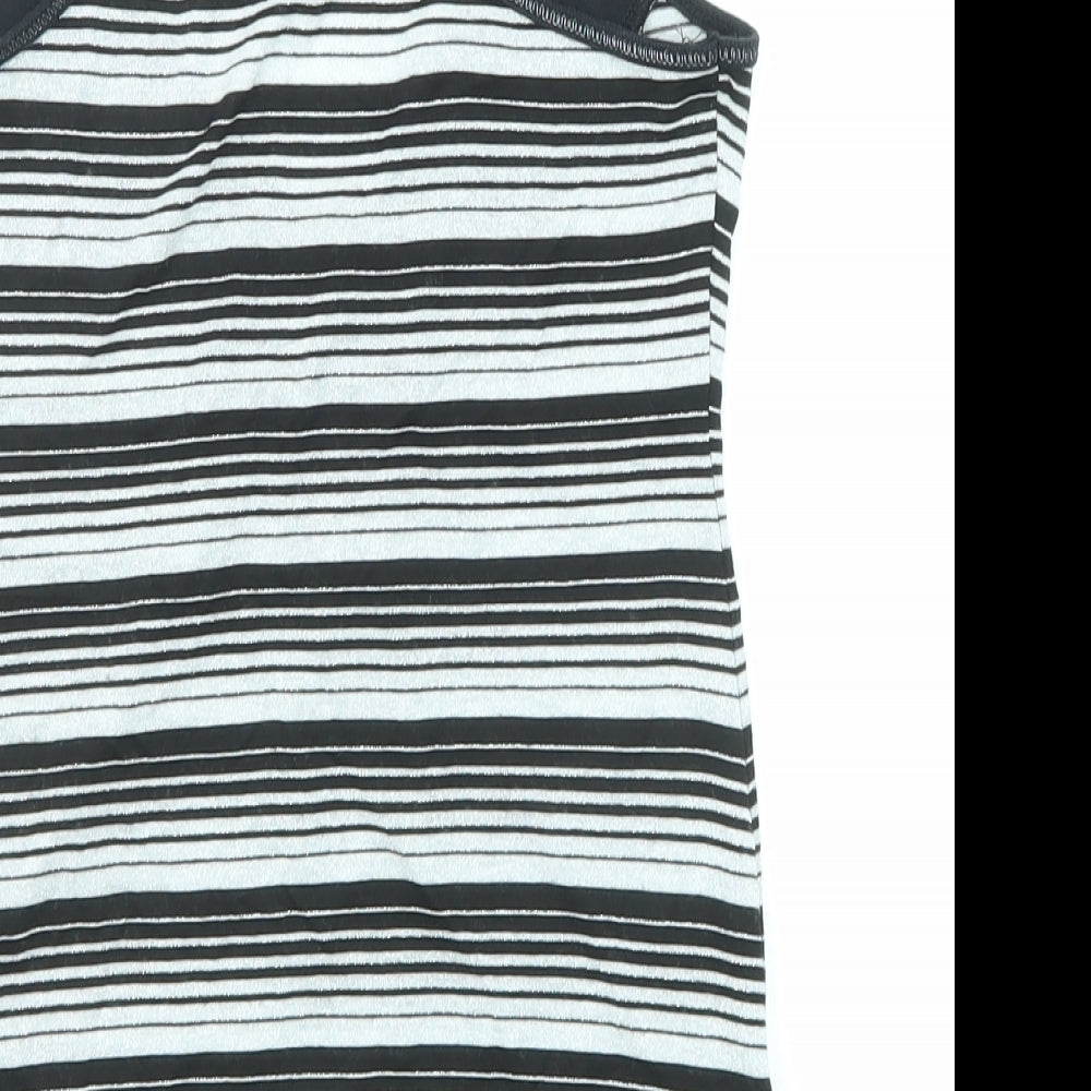 Jane Norman Womens Black Striped Viscose Camisole Tank Size 10 V-Neck