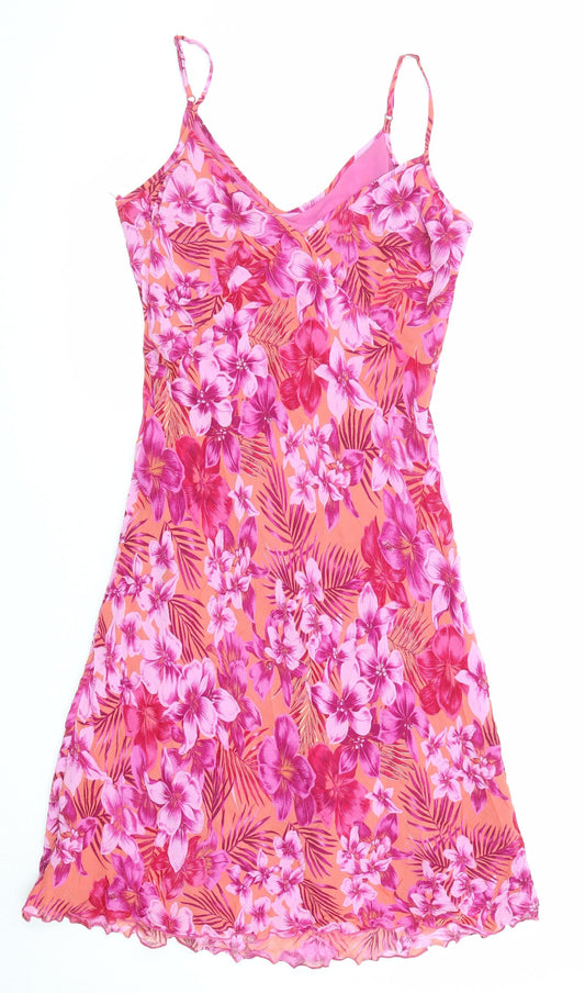 Per Una Womens Multicoloured Floral Viscose Tank Dress Size 16 V-Neck Pullover