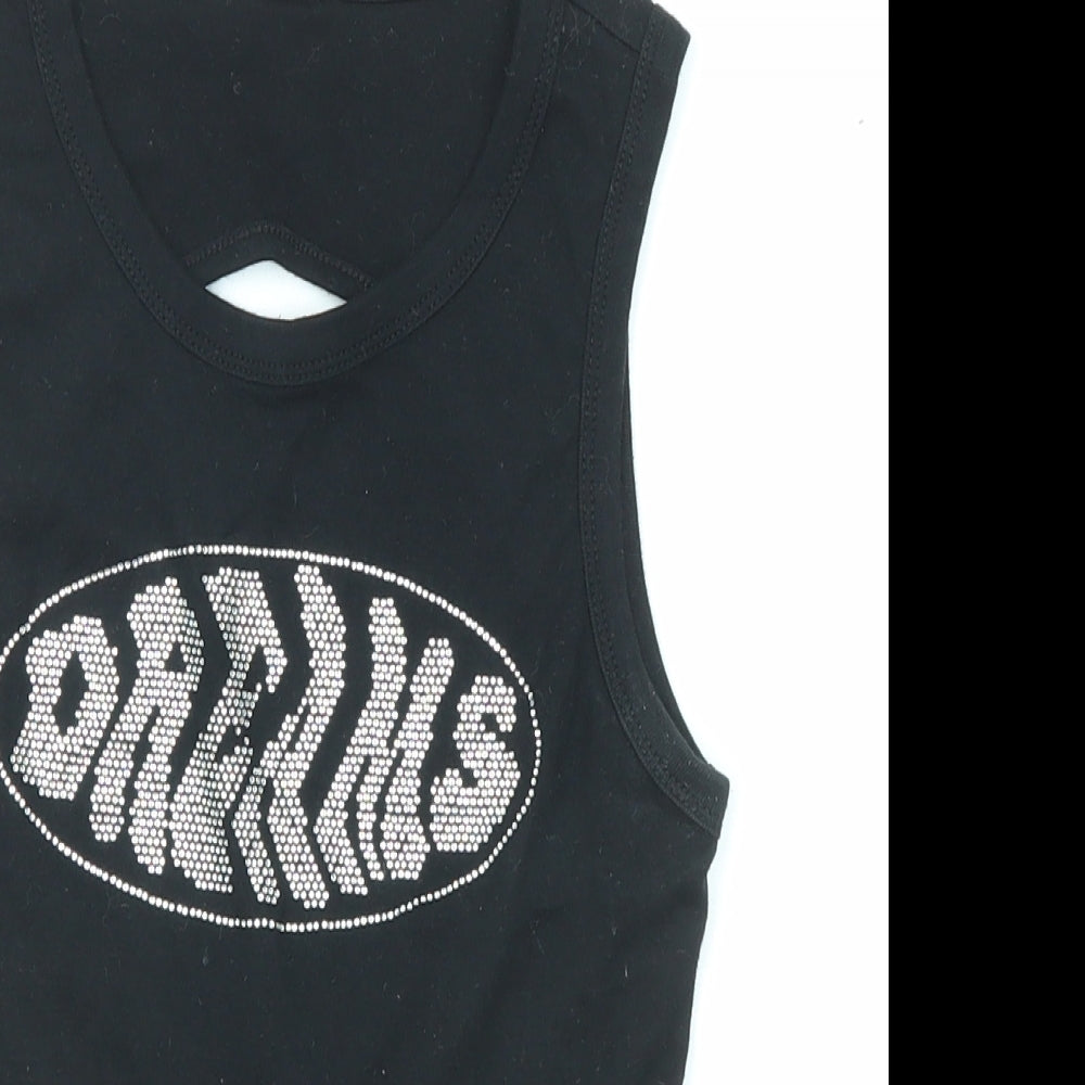 Urban Outfitters Womens Black Cotton Basic Tank Size S Round Neck - Cut Out Back Detail