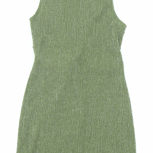Topshop Womens Green Polyester Bodycon Size 10 Round Neck Pullover