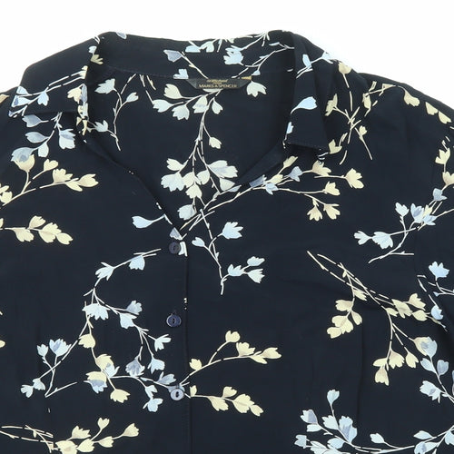 Marks and Spencer Womens Blue Floral Viscose Basic Button-Up Size 18 Collared