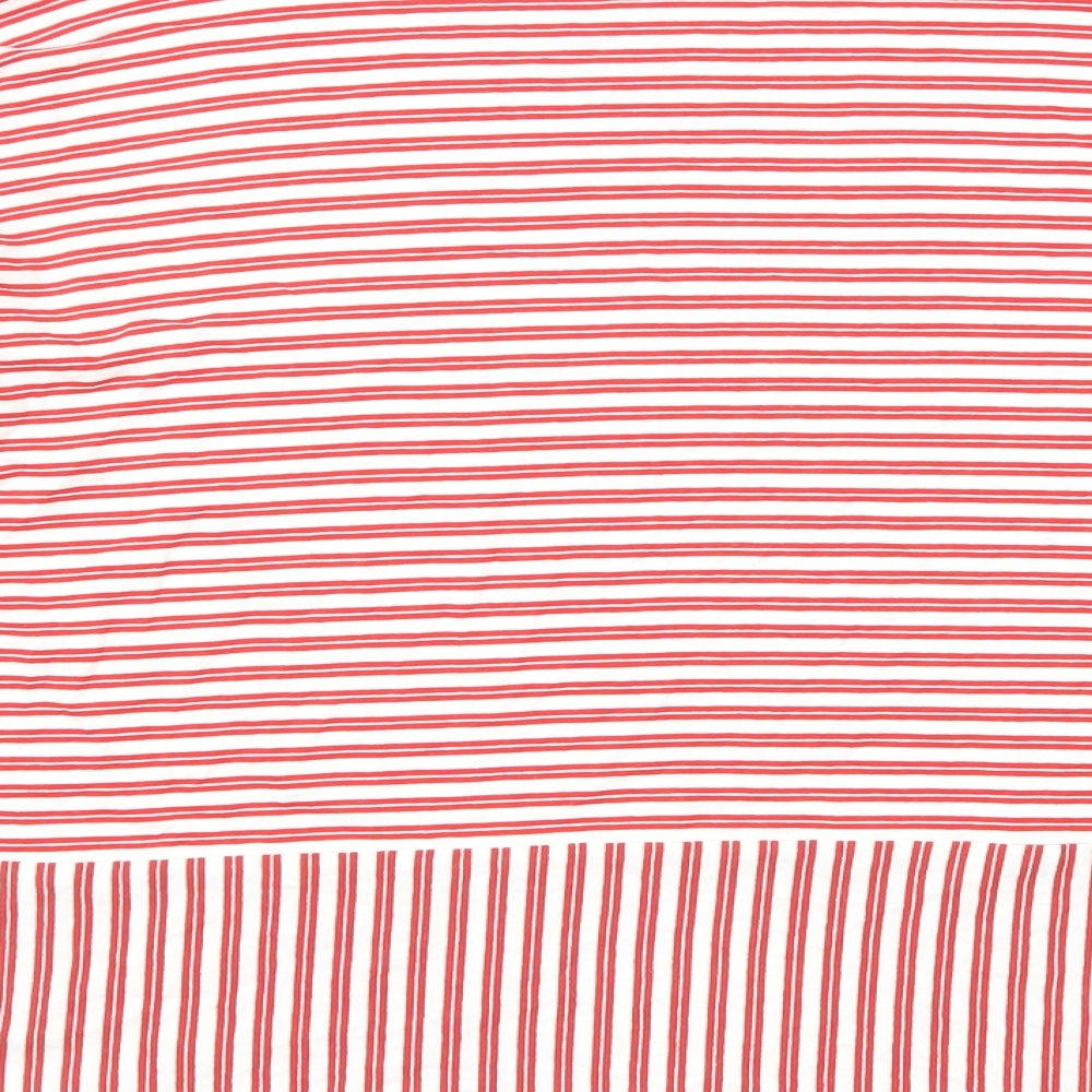 Marks and Spencer Womens Red Striped Viscose Basic T-Shirt Size 14 Boat Neck