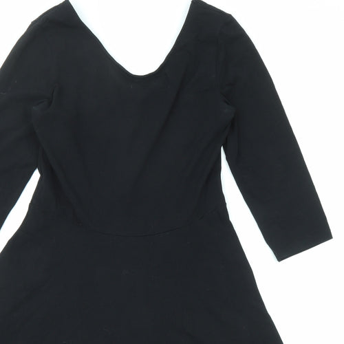 Divided by H&M Womens Black Cotton Fit & Flare Size M Scoop Neck Pullover