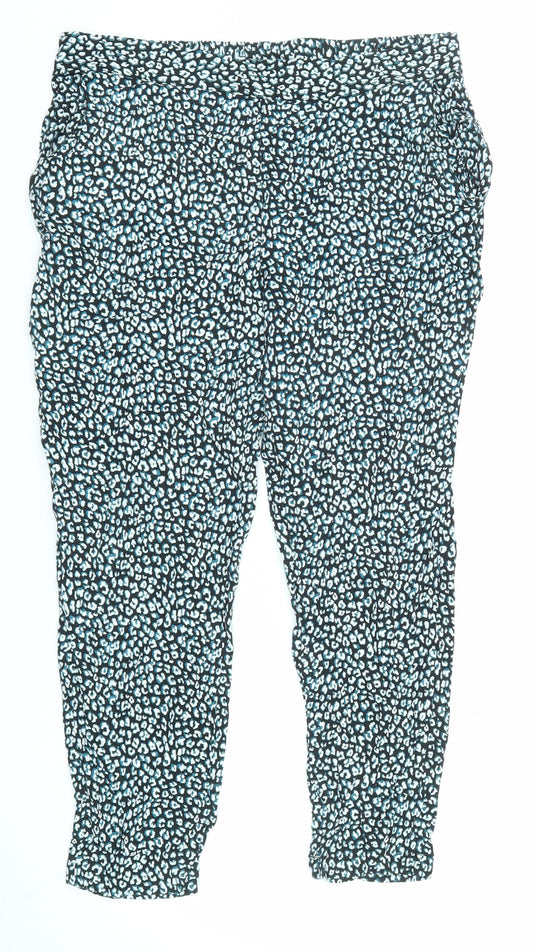 Marks and Spencer Womens Multicoloured Animal Print Viscose Dungarees Trousers Size 14 L23 in Regular - Leopard Print