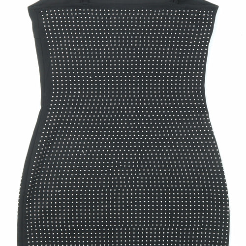 PARISIAN SIGNATURE Womens Black Polyester Bodycon Size 6 Square Neck Pullover