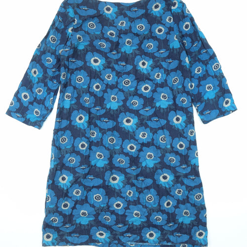 Seasalt Womens Blue Floral Cotton A-Line Size 10 Boat Neck Pullover