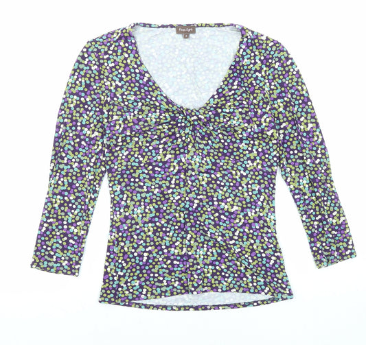 Phase Eight Womens Multicoloured Geometric Viscose Basic T-Shirt Size 8 V-Neck