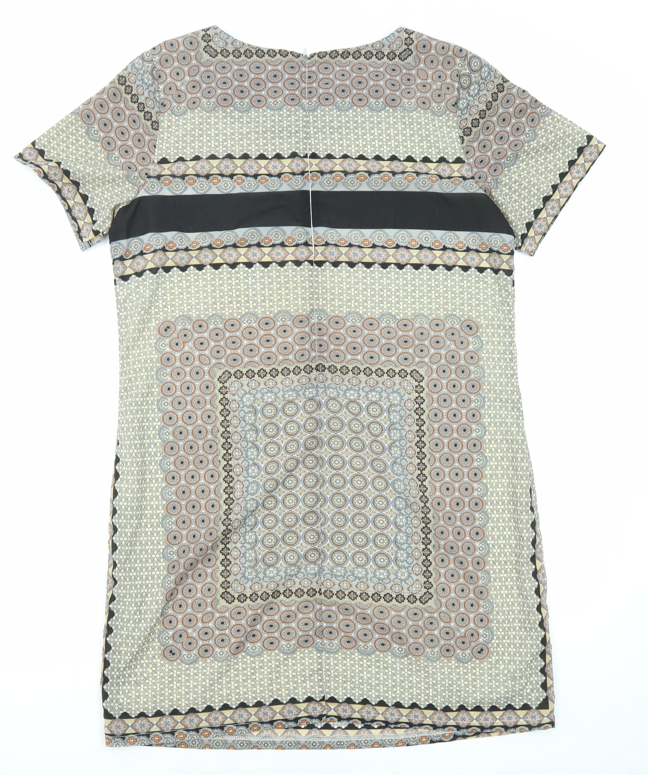 New Look Womens Multicoloured Geometric Polyester Shift Size 12 Round Neck Zip