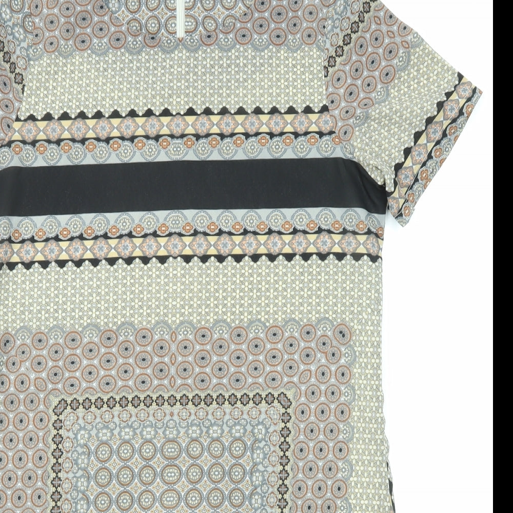 New Look Womens Multicoloured Geometric Polyester Shift Size 12 Round Neck Zip