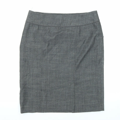 Monsoon Womens Grey Polyester Straight & Pencil Skirt Size 16 Zip