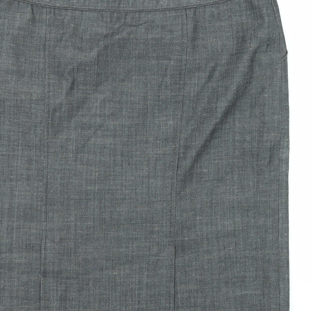 Monsoon Womens Grey Polyester Straight & Pencil Skirt Size 16 Zip