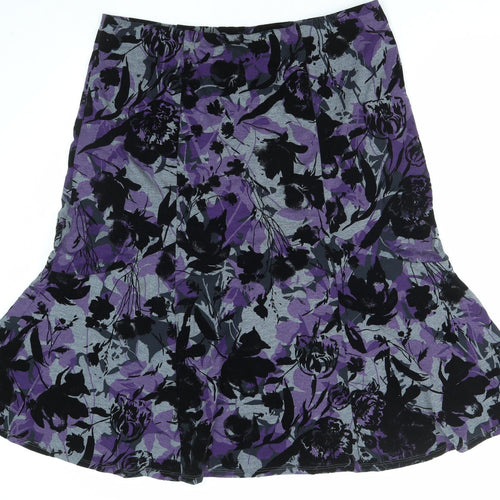 BHS Womens Multicoloured Geometric Polyamide A-Line Skirt Size 16 Zip