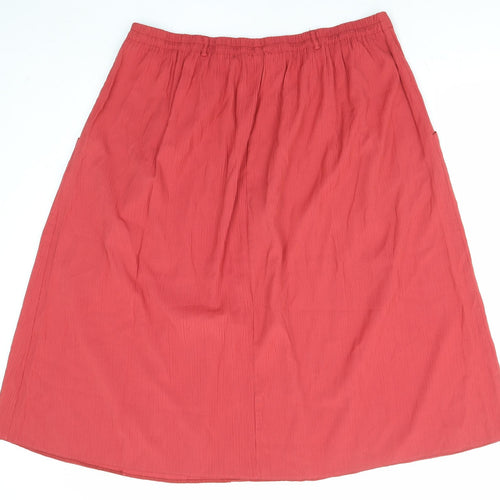 Bonmarché Womens Red Viscose Pleated Skirt Size 24 Button