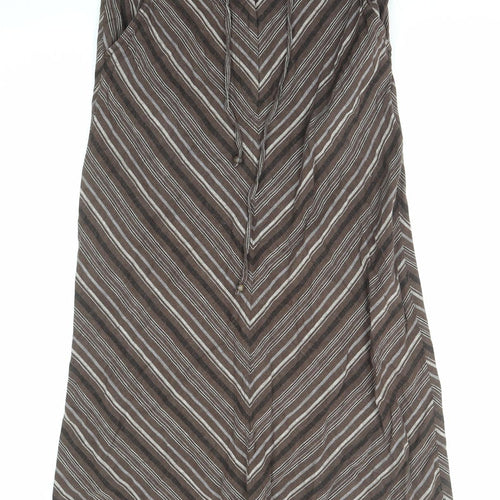 M&Co Womens Multicoloured Striped Linen A-Line Skirt Size 12 Zip