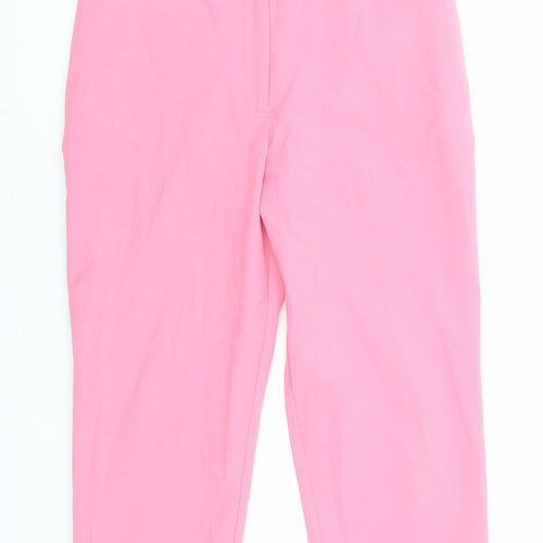 Marks and Spencer Womens Pink Cotton Dress Pants Trousers Size 16 L23 in Regular Zip