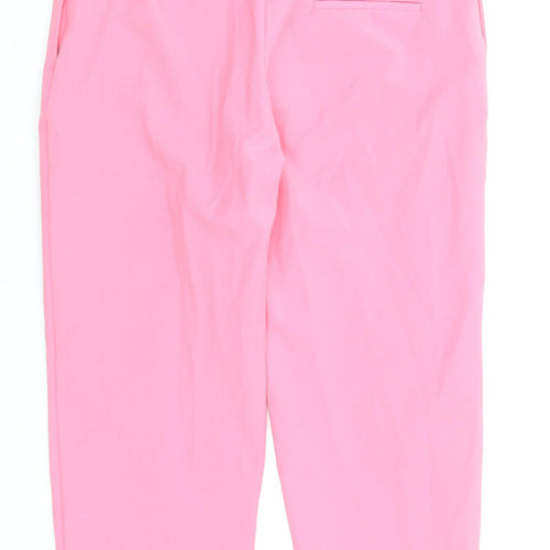 Marks and Spencer Womens Pink Cotton Dress Pants Trousers Size 16 L23 in Regular Zip