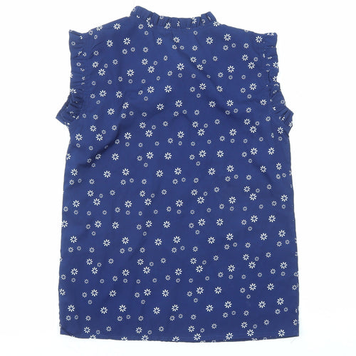 Zudio Womens Blue Floral Polyester Basic Blouse Size XS Mock Neck