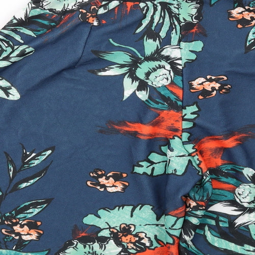Zara Womens Blue Floral Polyester Culotte Shorts Size S L11 in Regular Zip - Tropical