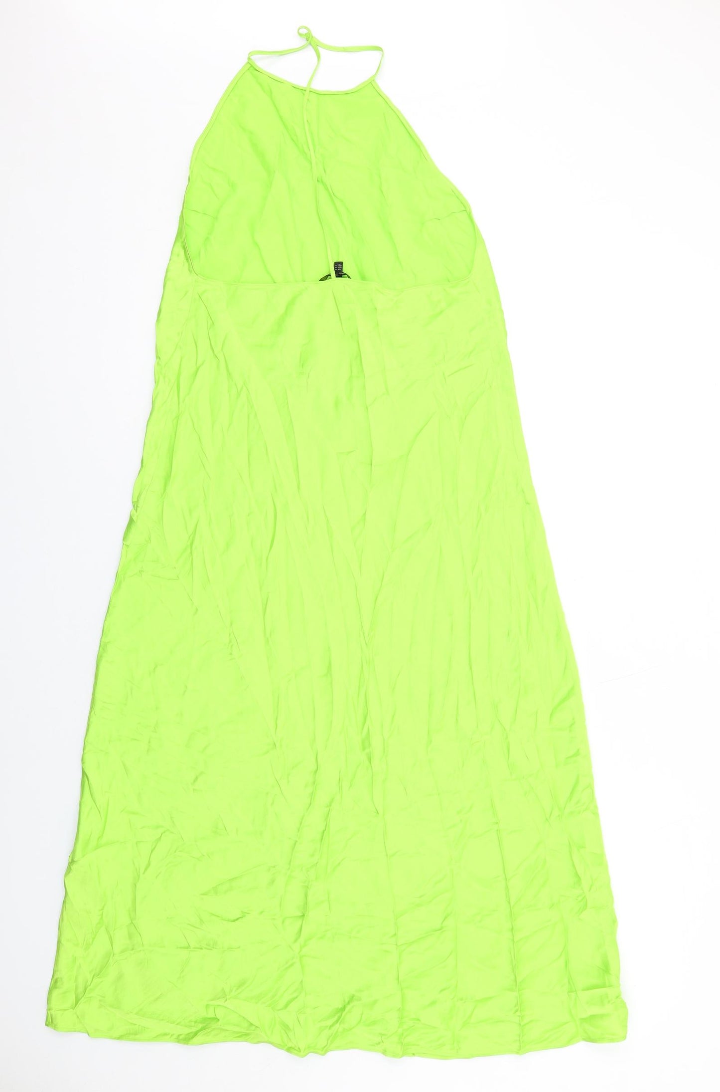 Massimo Dutti Womens Green Viscose Slip Dress Size M Round Neck Pullover