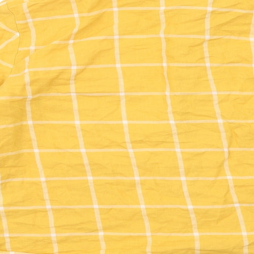 H&M Womens Yellow Check Cotton Basic Button-Up Size 6 Collared