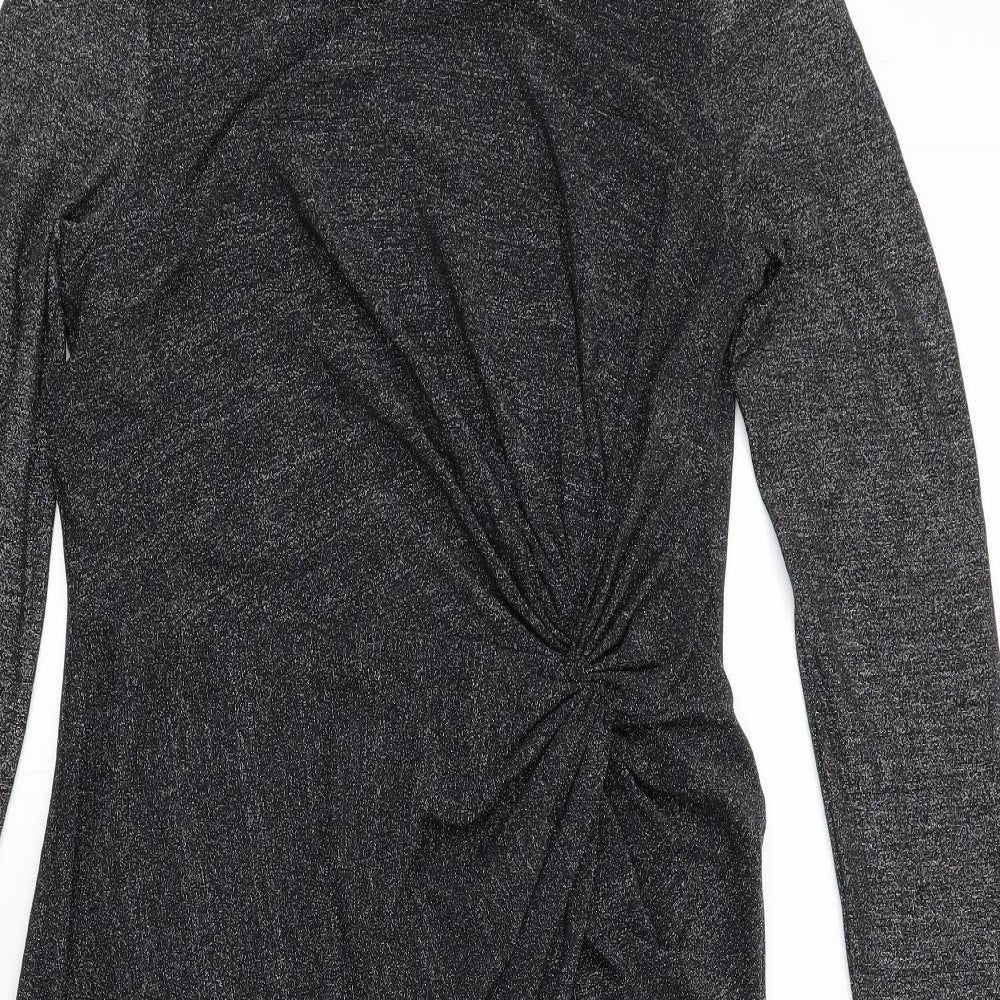 Oasis Womens Black Polyamide A-Line Size M Boat Neck Pullover
