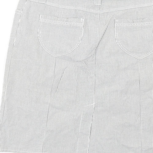 Per Una Womens White Striped Cotton A-Line Skirt Size 12 Zip