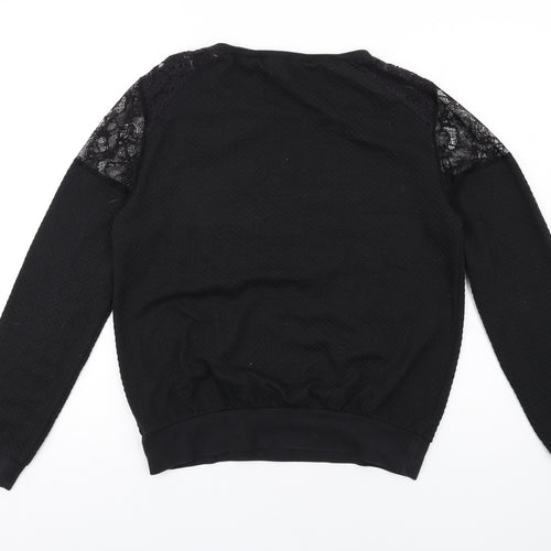 French Connection Womens Black Polyester Pullover Sweatshirt Size M Pullover