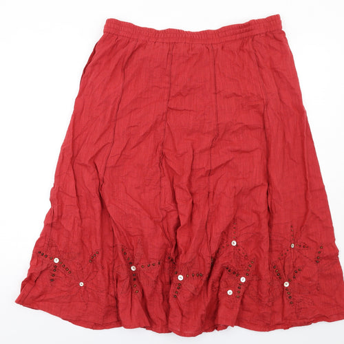 Bonmarché Womens Red Cotton Peasant Skirt Size 18