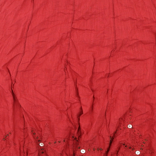 Bonmarché Womens Red Cotton Peasant Skirt Size 18