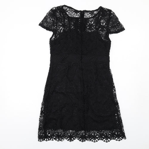 Zara Womens Black Polyester A-Line Size M Round Neck Zip