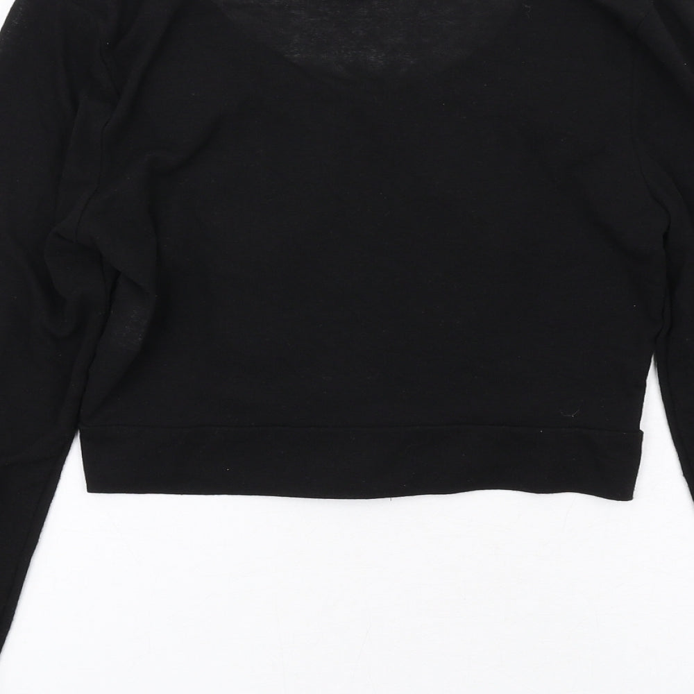 Internacionale Womens Black Round Neck Cotton Cardigan Jumper Size S - Size S-M