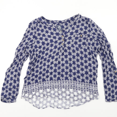 MANTARAY PRODUCTS Womens Blue Geometric Viscose Basic Blouse Size 16 V-Neck