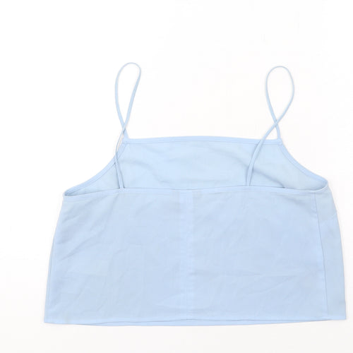 Topshop Womens Blue Polyester Cropped Tank Size 10 Square Neck