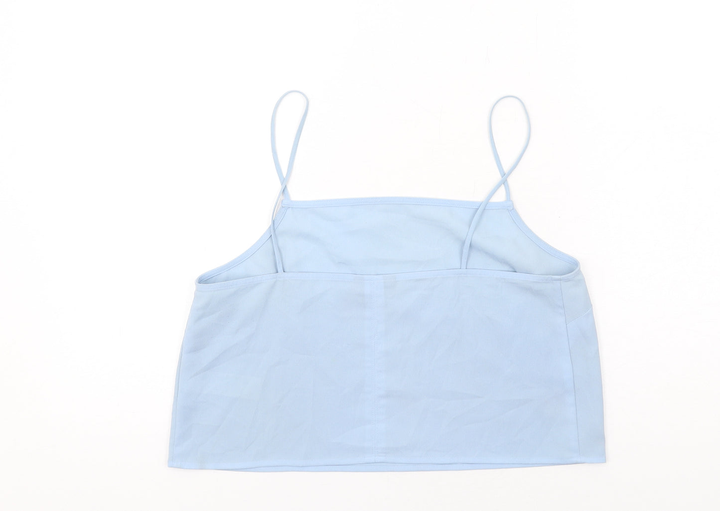 Topshop Womens Blue Polyester Cropped Tank Size 10 Square Neck