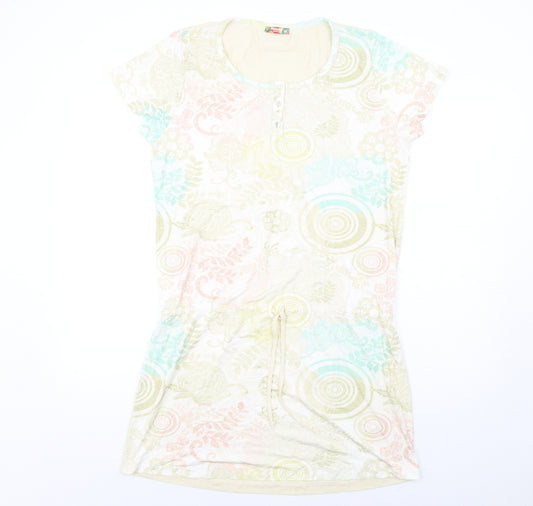 Desigual Womens Multicoloured Geometric Viscose T-Shirt Dress Size XL Round Neck Pullover