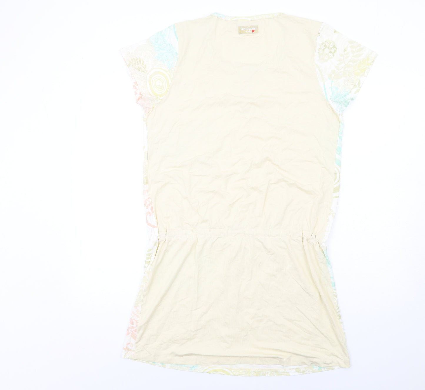 Desigual Womens Multicoloured Geometric Viscose T-Shirt Dress Size XL Round Neck Pullover