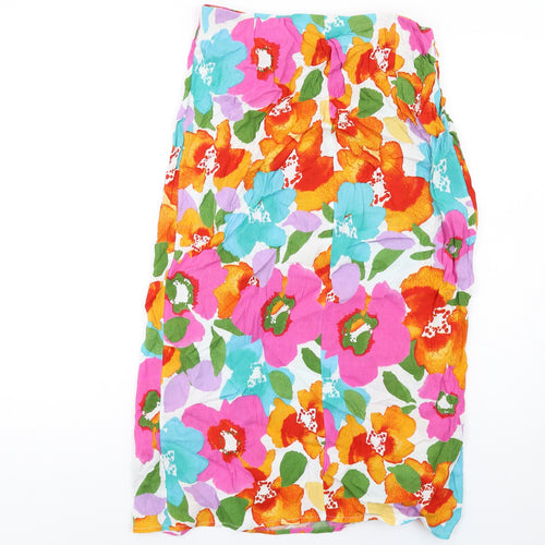 ASOS Womens Multicoloured Floral Viscose A-Line Skirt Size 10 Button