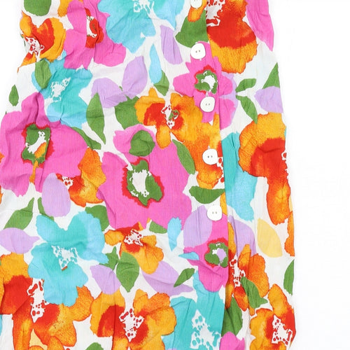 ASOS Womens Multicoloured Floral Viscose A-Line Skirt Size 10 Button