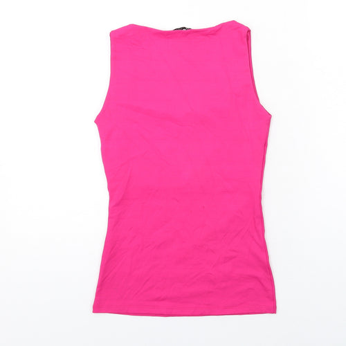 Zara Womens Pink Polyester Basic Tank Size S Scoop Neck
