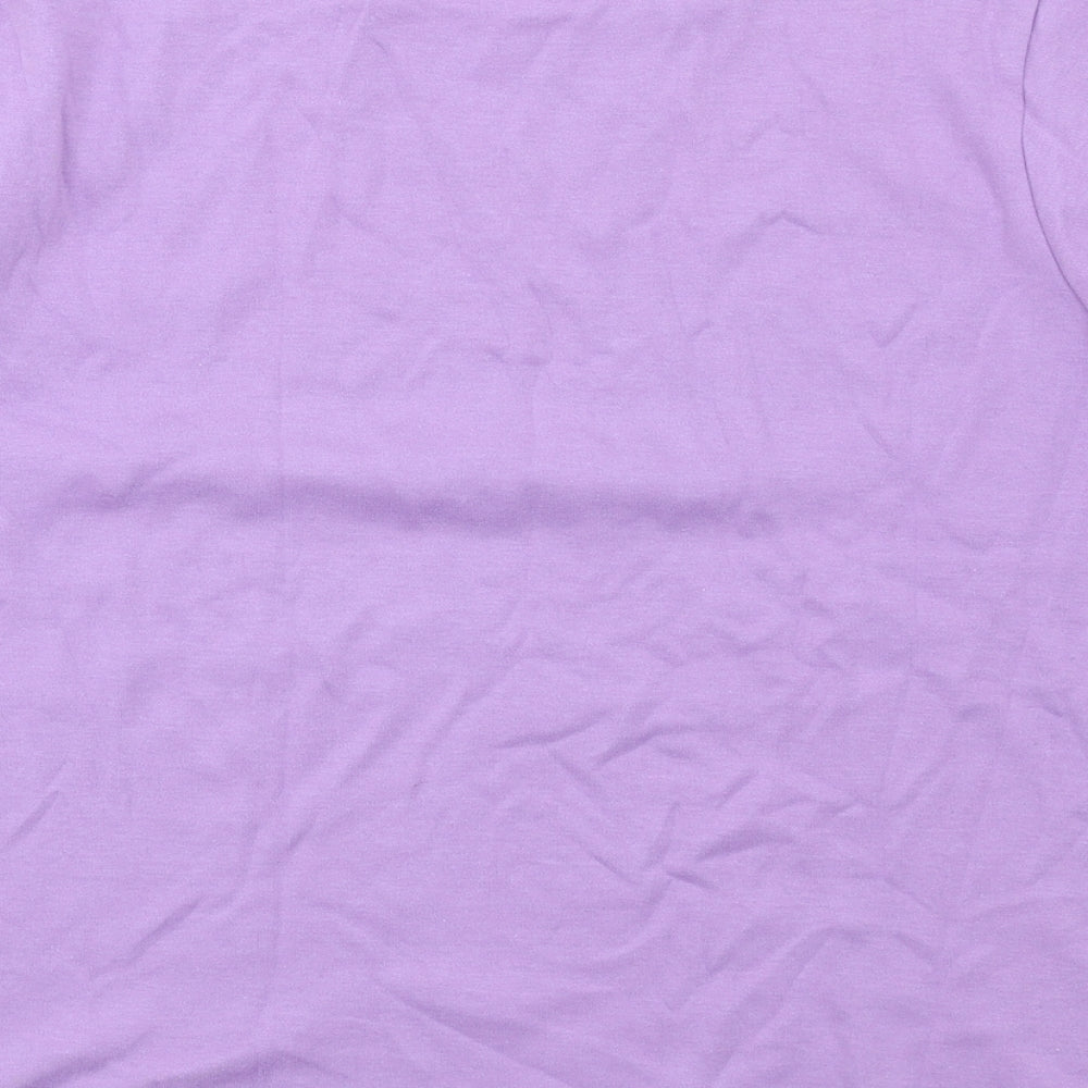 Casual Club Womens Purple Cotton Basic T-Shirt Size 16 Boat Neck