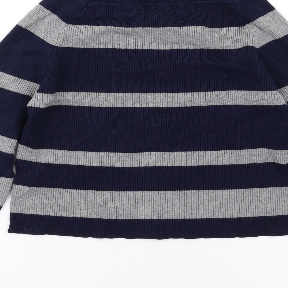 QED London Womens Blue Roll Neck Striped Viscose Pullover Jumper Size L