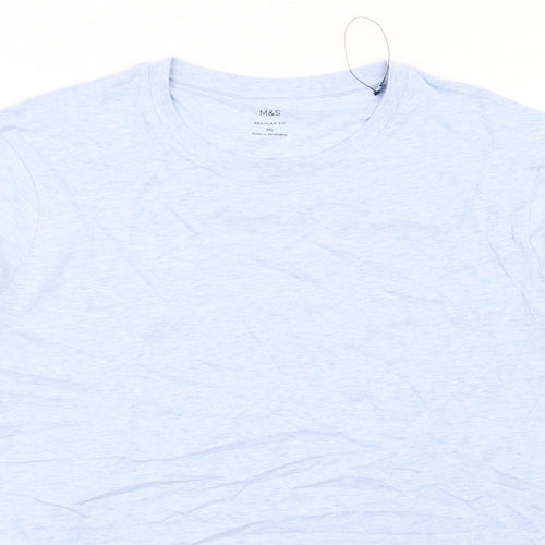 Marks and Spencer Mens Blue Cotton T-Shirt Size 2XL Crew Neck