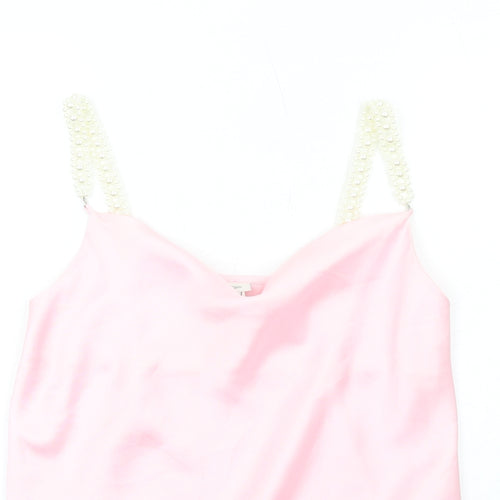 River Island Womens Pink Polyester Camisole Tank Size 8 V-Neck