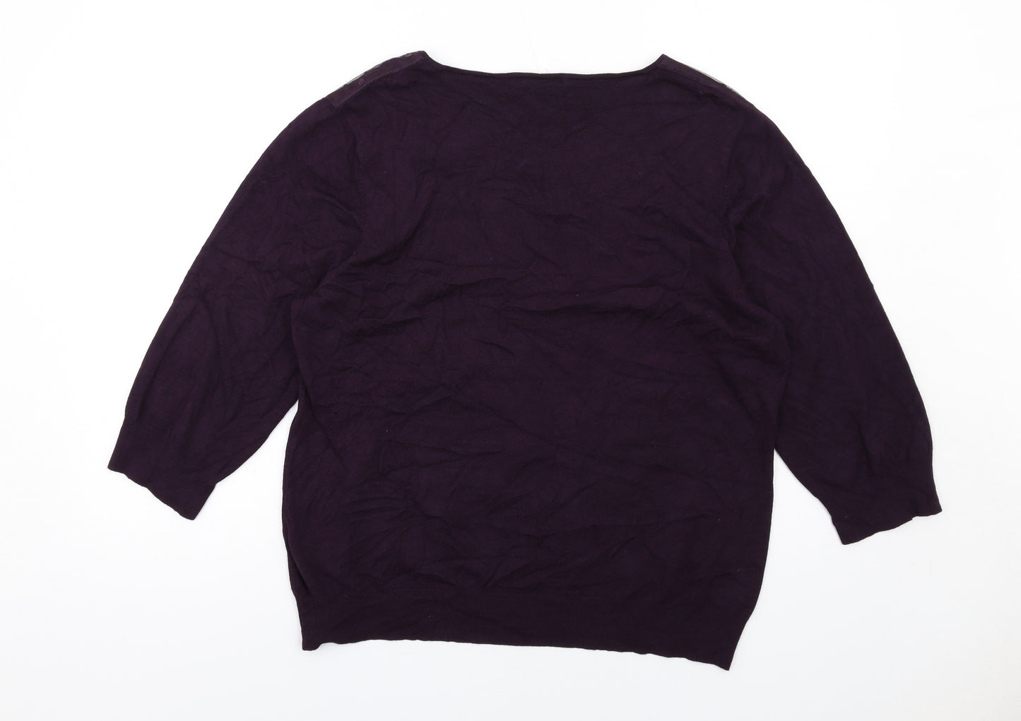 Per Una Womens Purple Round Neck Viscose Pullover Jumper Size 22