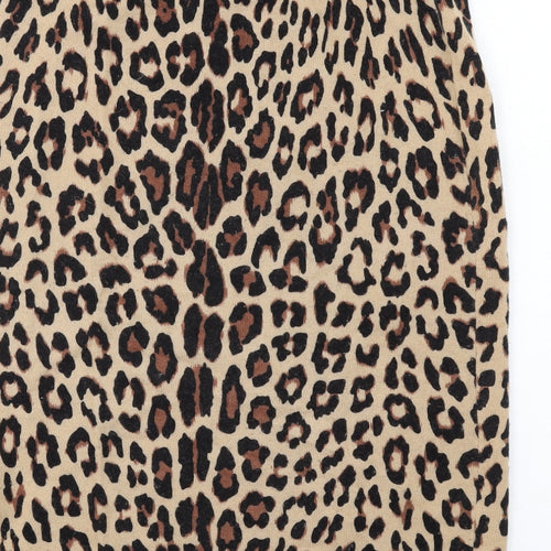 Jaeger Womens Brown Animal Print Wool Straight & Pencil Skirt Size M - Leopard pattern