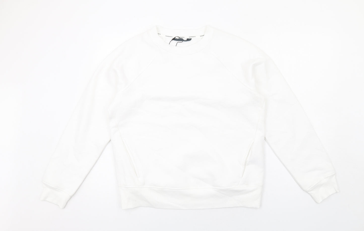 GOODMOVE Womens White Cotton Pullover Sweatshirt Size 12 Pullover