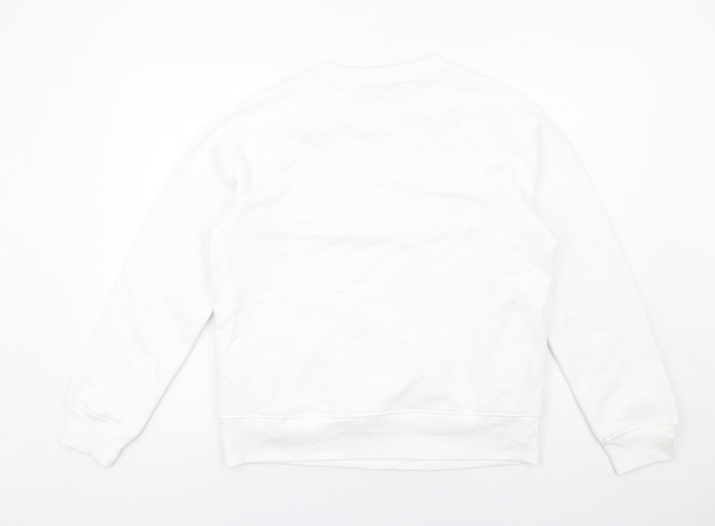 GOODMOVE Womens White Cotton Pullover Sweatshirt Size 12 Pullover